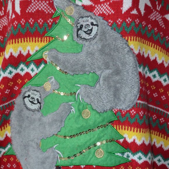 Sz S 33 Degrees Unisex Sloth Fair Isle Christmas Sweater - Picture 4 of 9